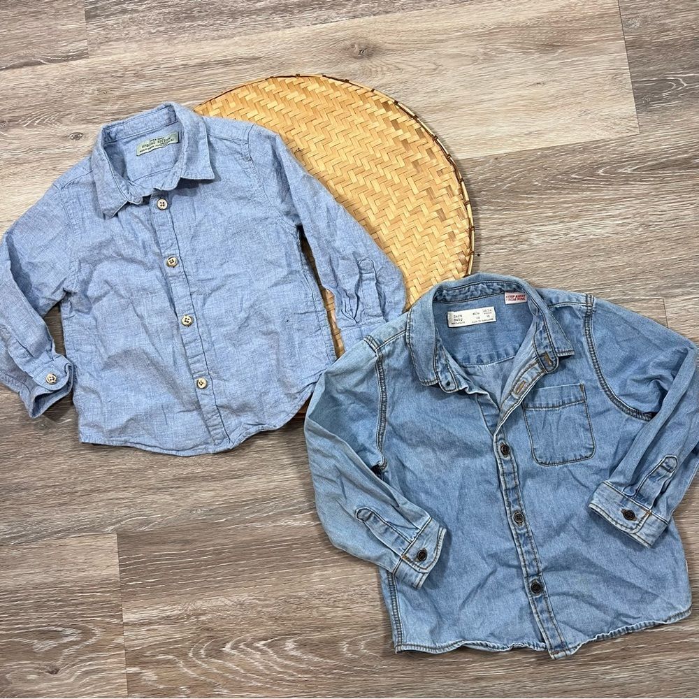 Zara baby special edition denim button down shirts 18-24 months